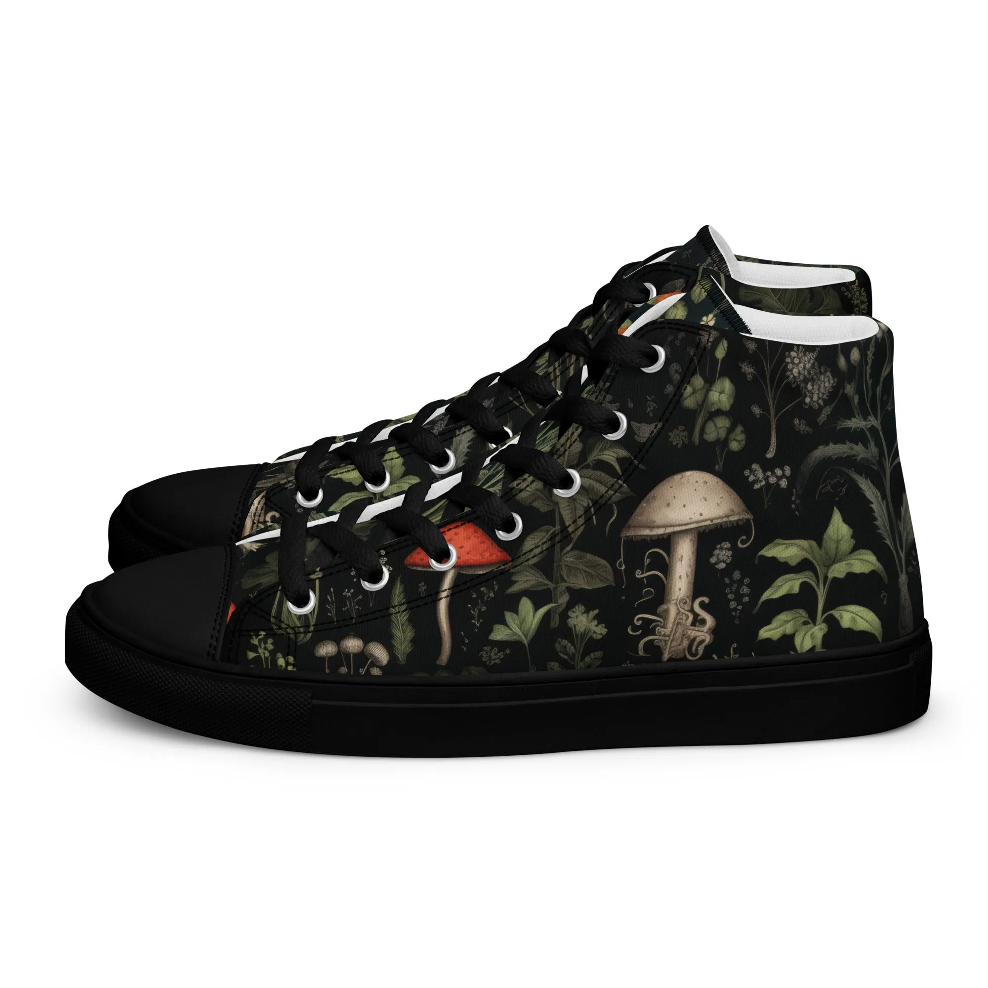 Foraging Women’s High Top Shoes - Botanical Vegan Sneakers - Comfortable Goth Trainers - Witchy Grunge Dark Academia