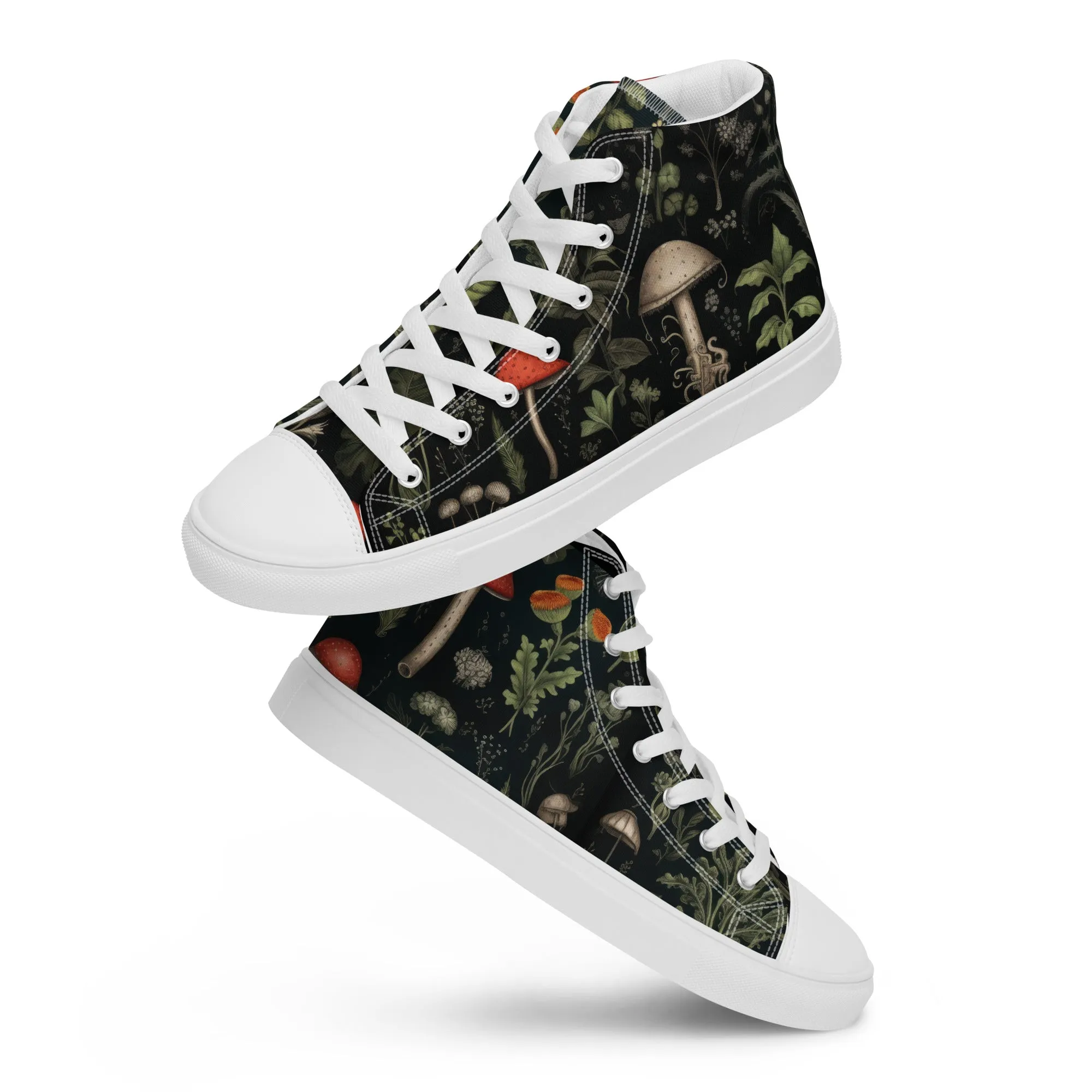 Foraging Women’s High Top Shoes - Botanical Vegan Sneakers - Comfortable Goth Trainers - Witchy Grunge Dark Academia