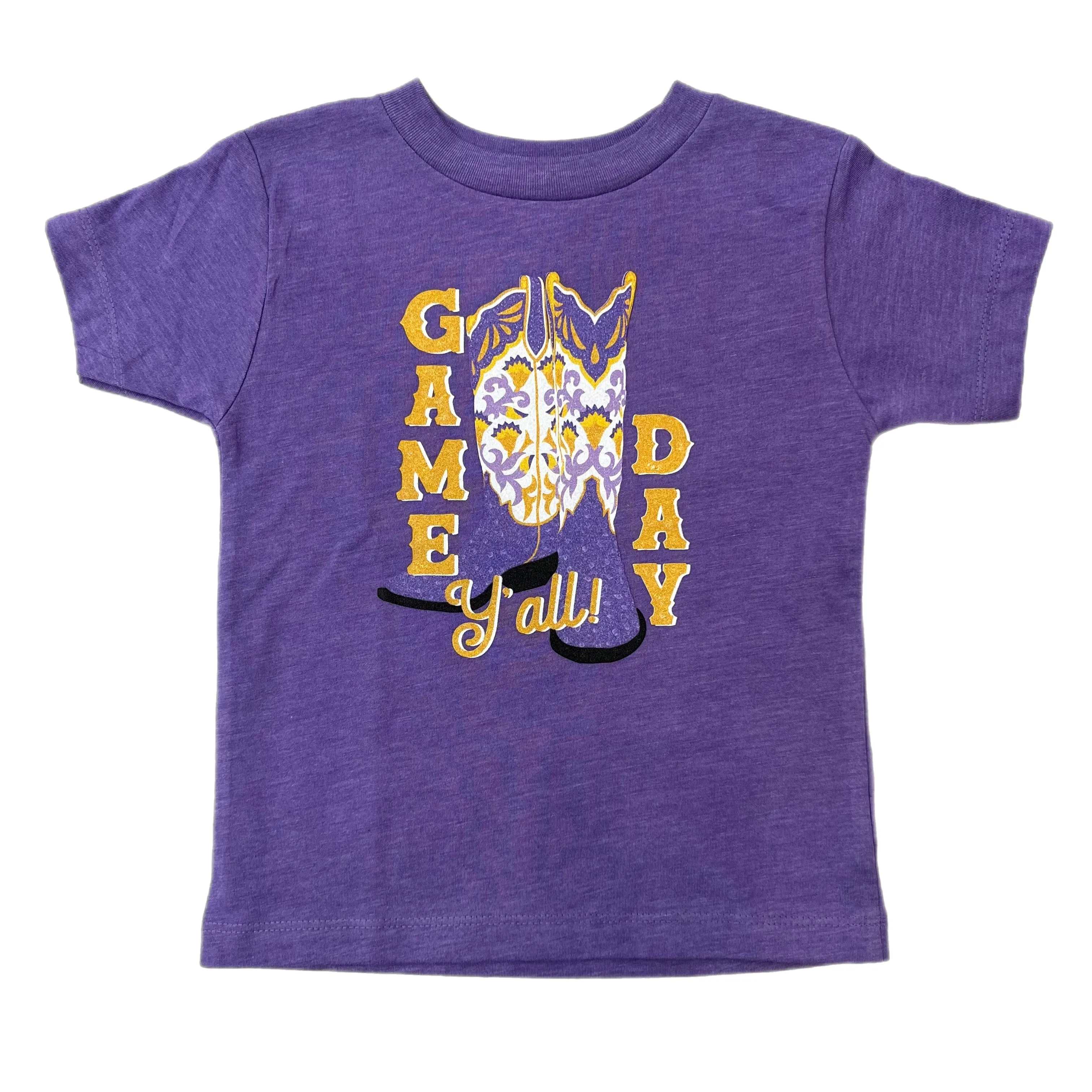 'Game Day Y’all' Boots Graphic T-Shirt | Purple and Gold