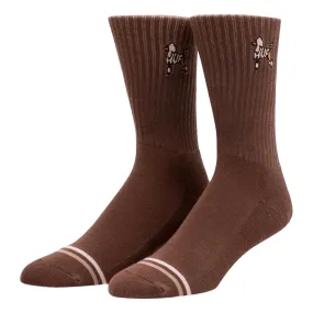 HUF POODLE CREW SOCK-BROWN