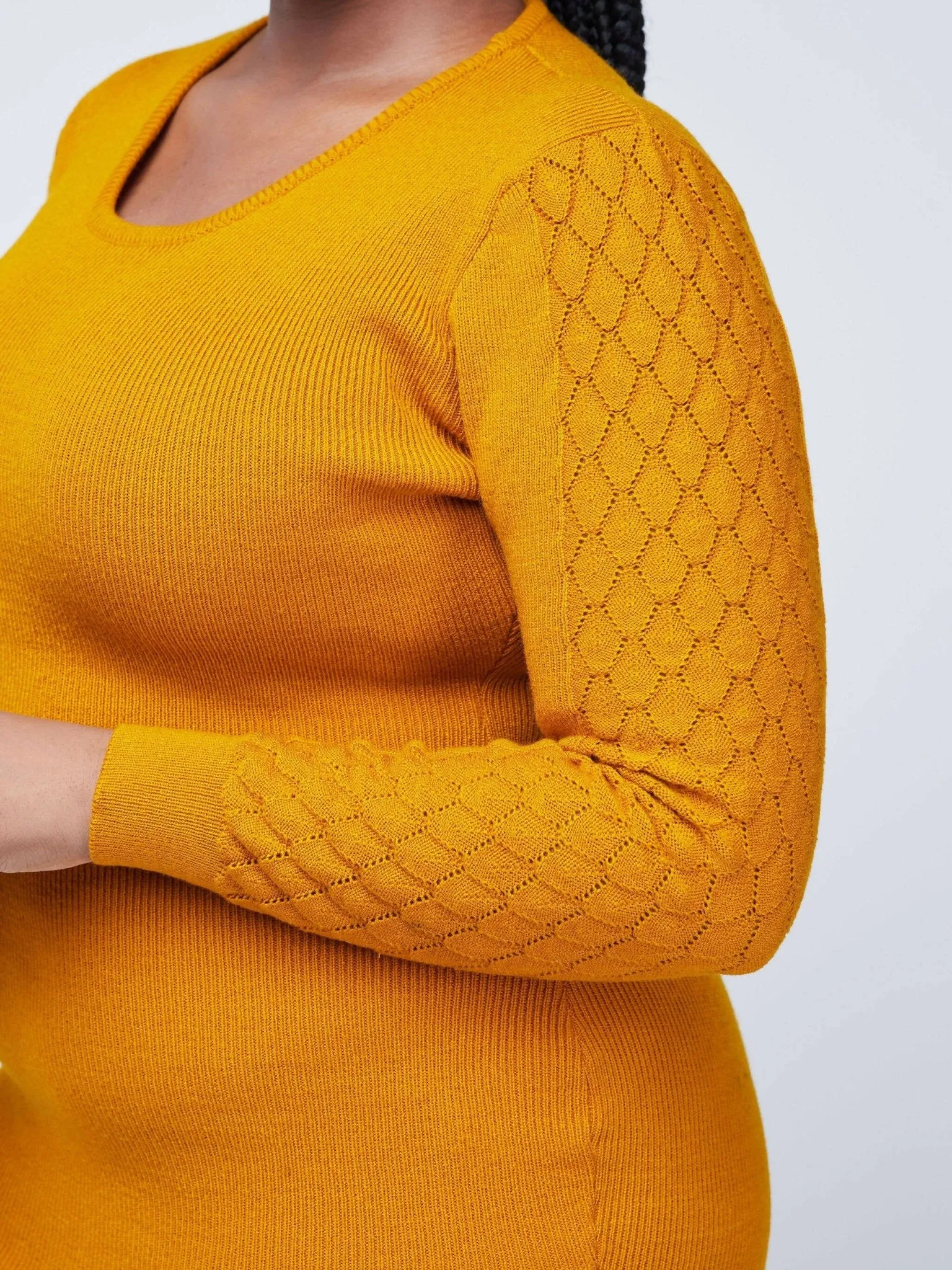 Infy Knit Wear Zuri Bodycon Dress Knee Level - Mustard