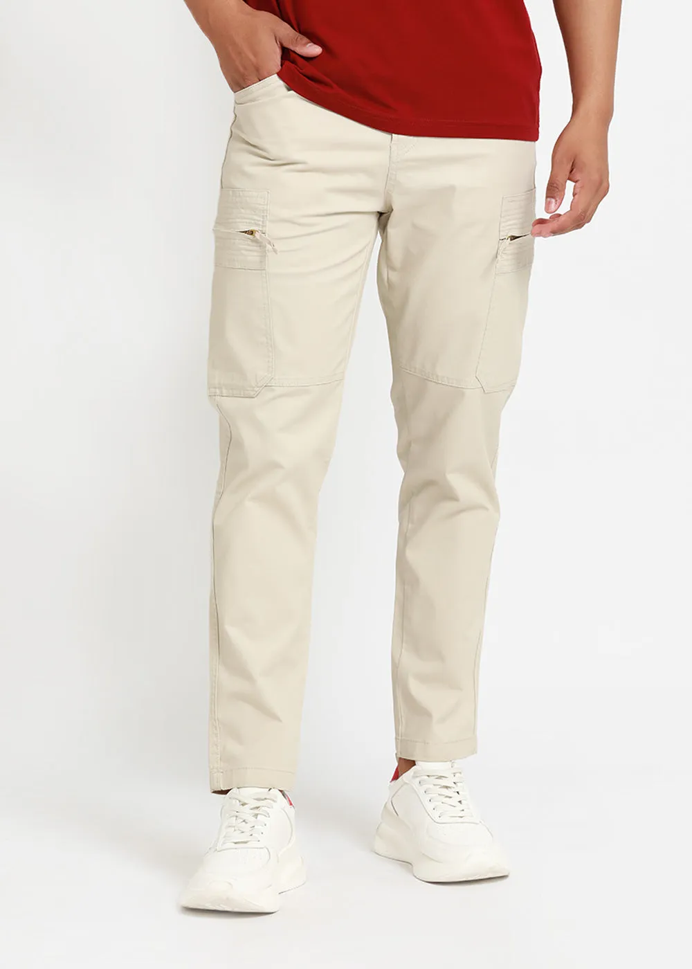 Irish Cream Zip Cargo Pants