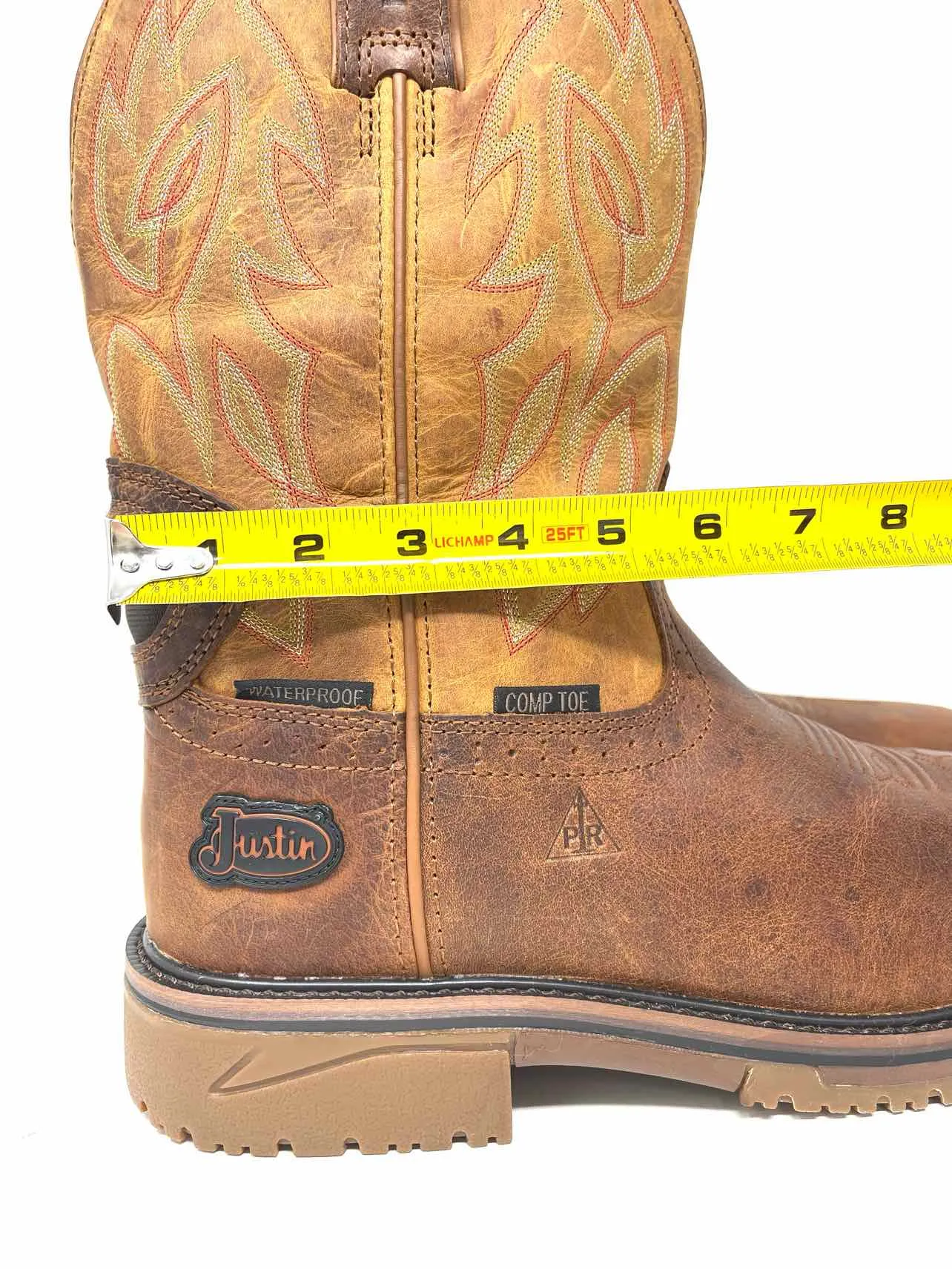 Justin Size 12 Tan/Brown Embroidered Leather NEW Men's Boots- Men's