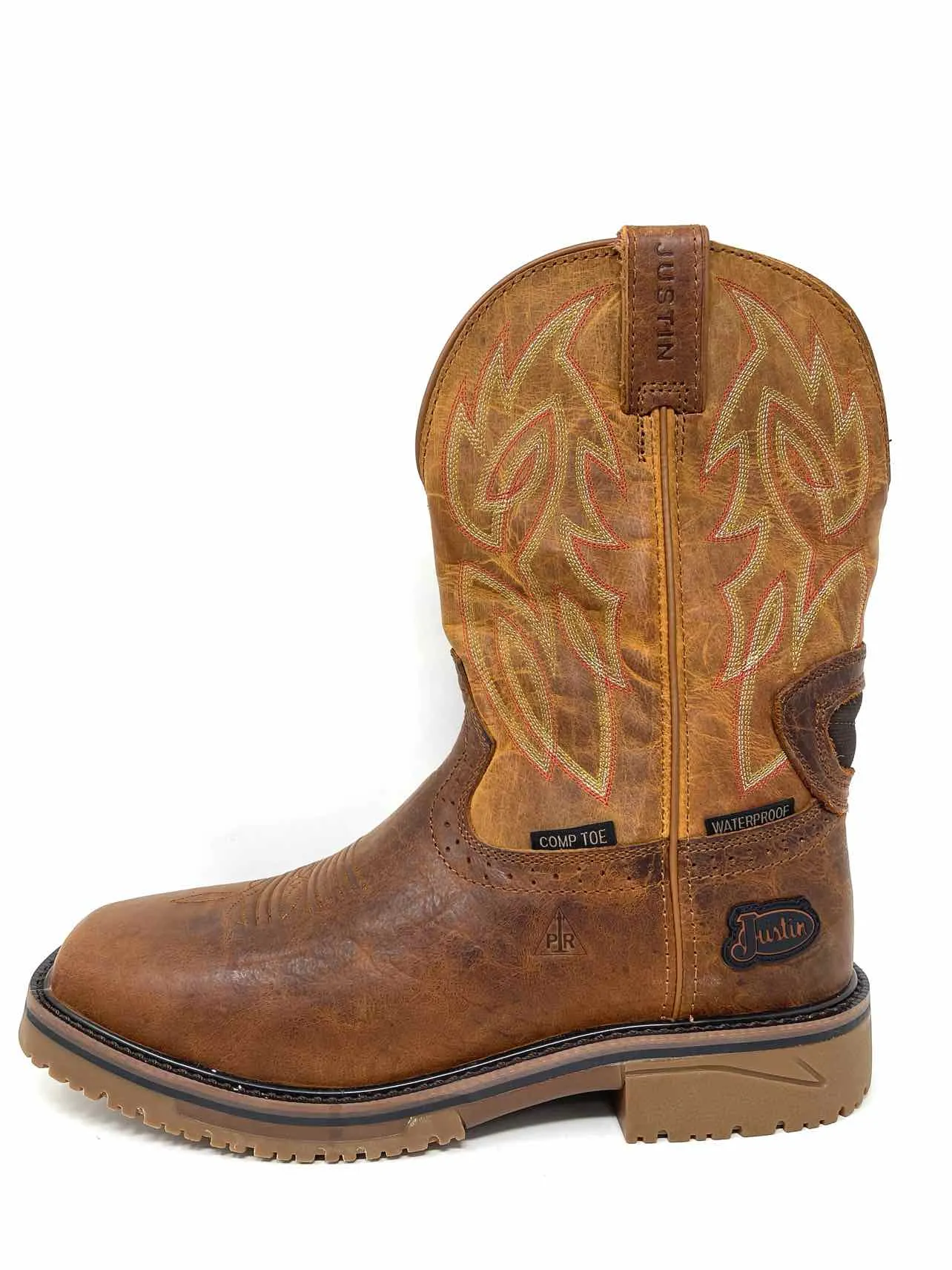 Justin Size 12 Tan/Brown Embroidered Leather NEW Men's Boots- Men's