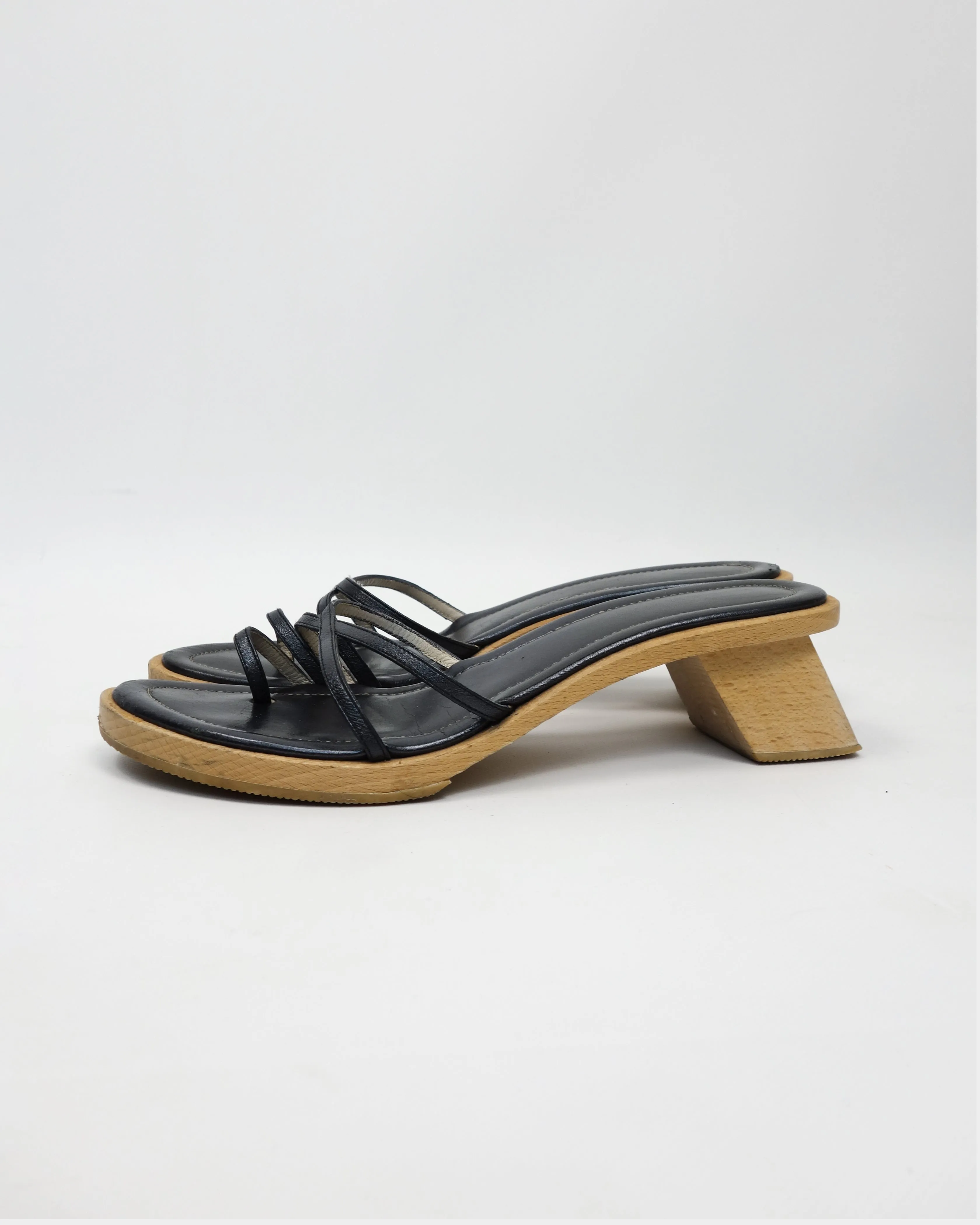 Katharine Hamnett Heeled Wood Sandals 2000's