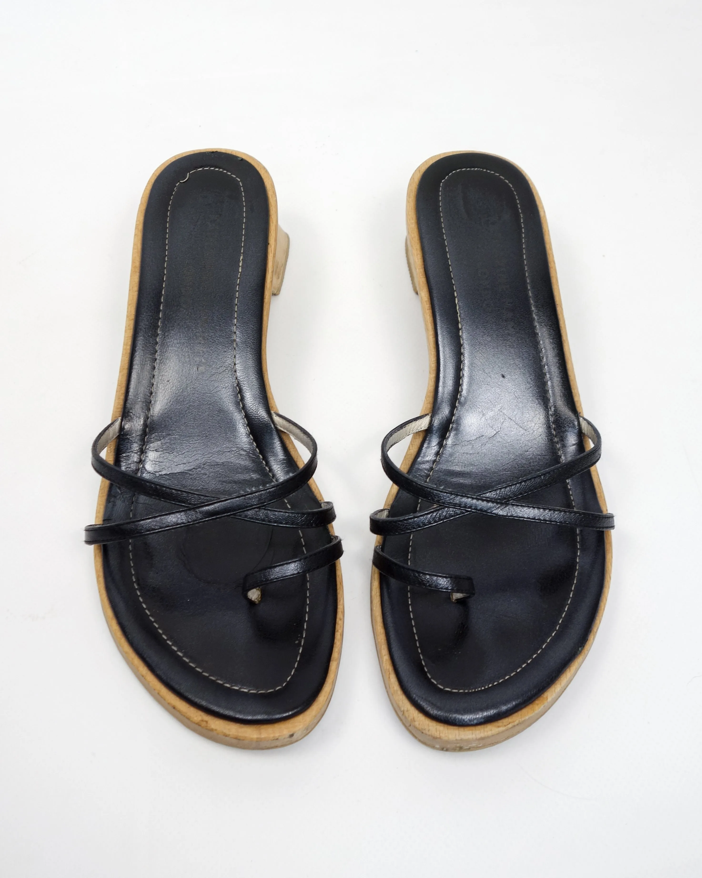 Katharine Hamnett Heeled Wood Sandals 2000's