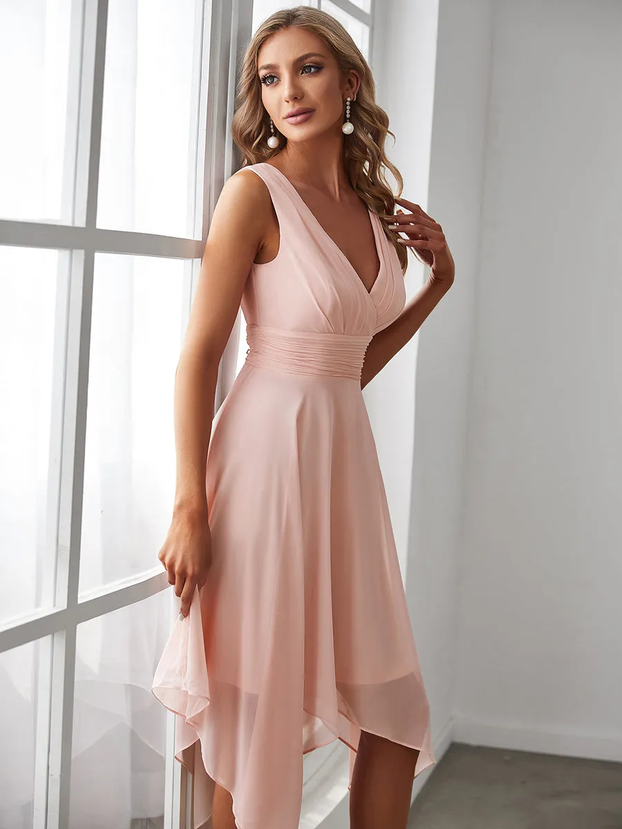 Knee Length Chiffon Bridesmaid Dress with Irregular Hem