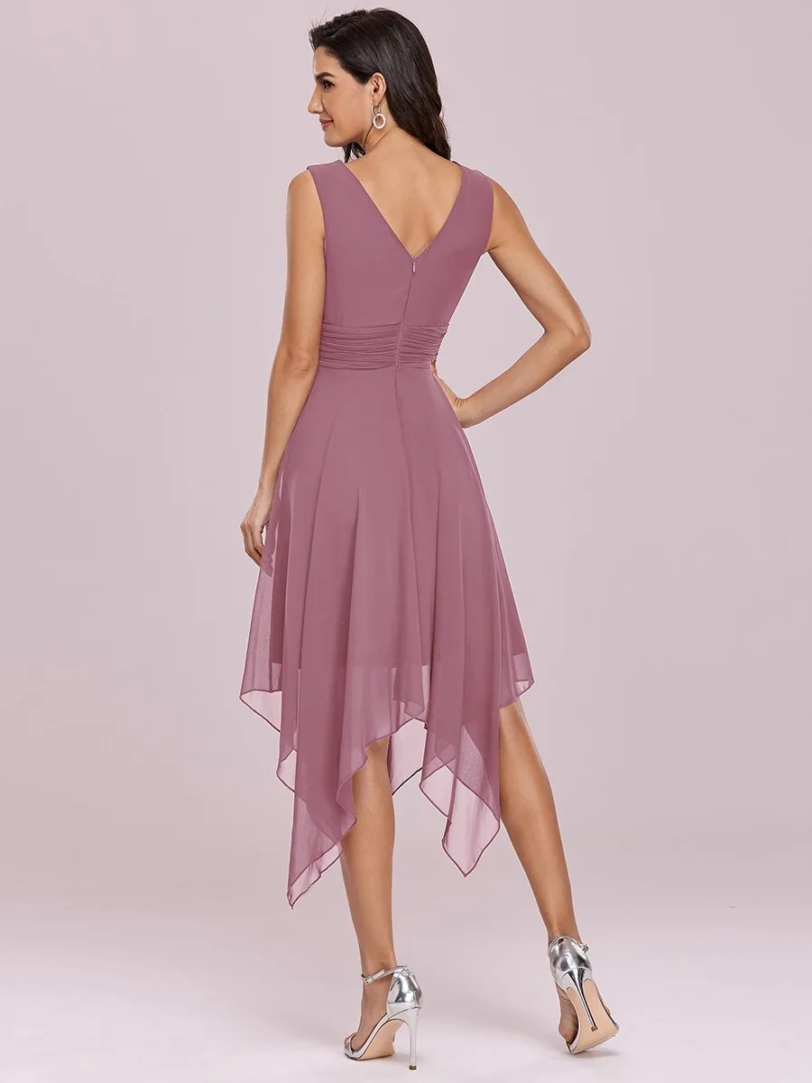 Knee Length Chiffon Bridesmaid Dress with Irregular Hem