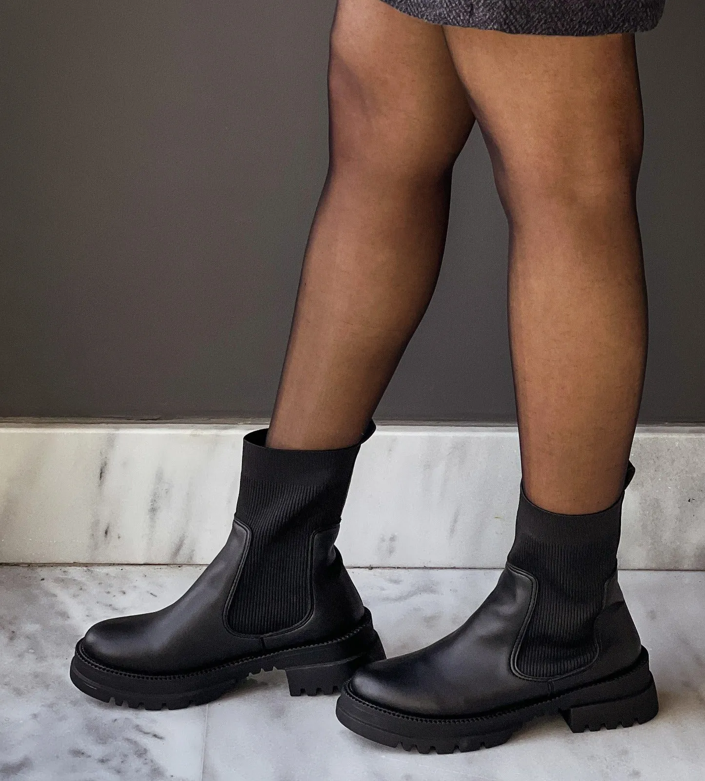 Leather Track Boots Black