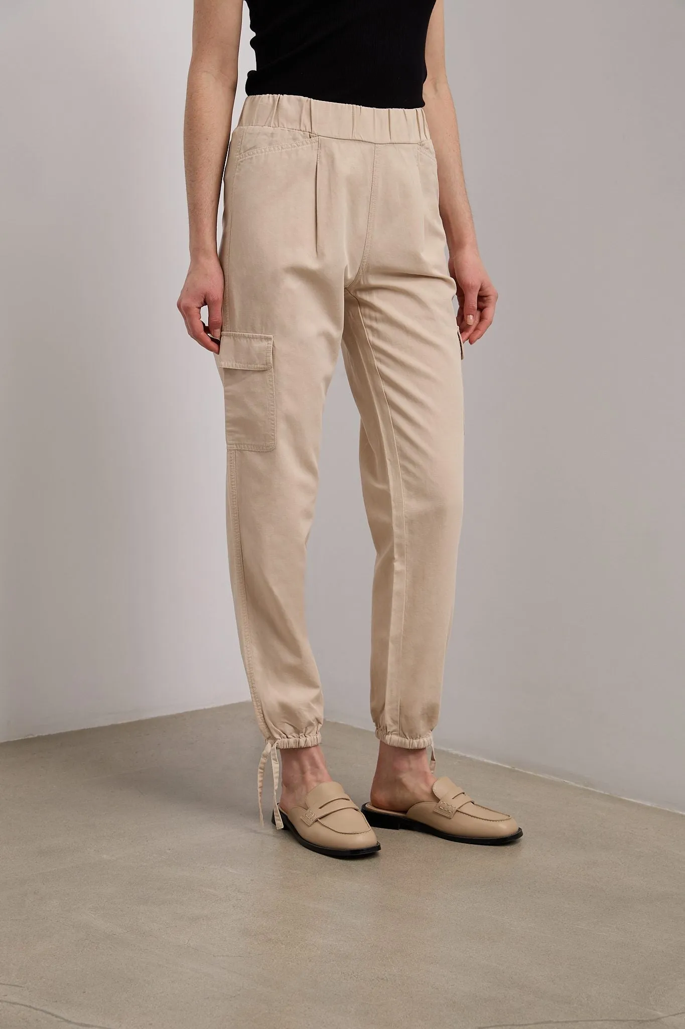 Linen blend casual cargo pant