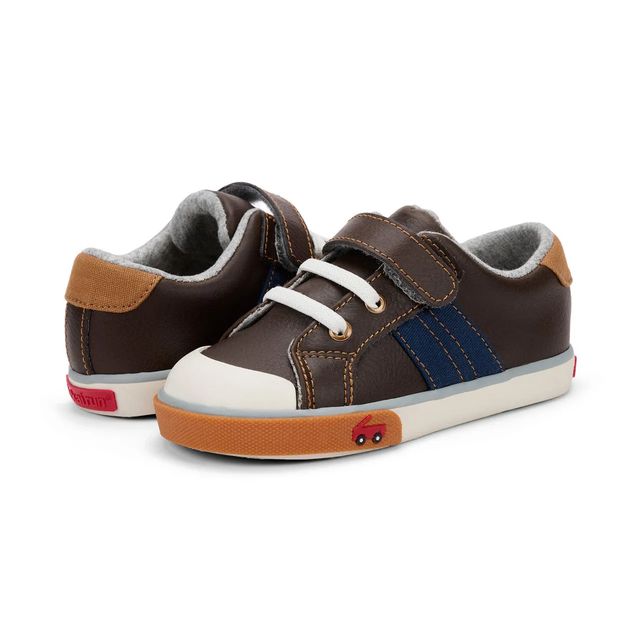 Lucci Kid's Leather Sneaker - Brown/Navy