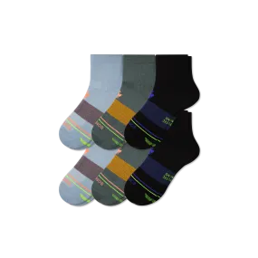 Men's Merino Wool Blend Athletic Quarter Sock 6-Pack