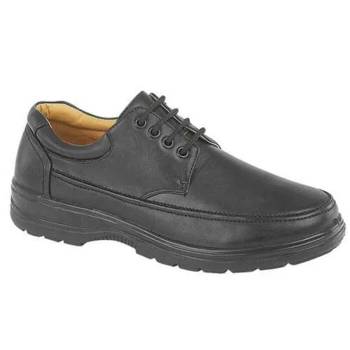 Mens Shoe Laced Black Soft Casual Wide fit Size 6,7,8,9,10,11,12 Touch Fastener