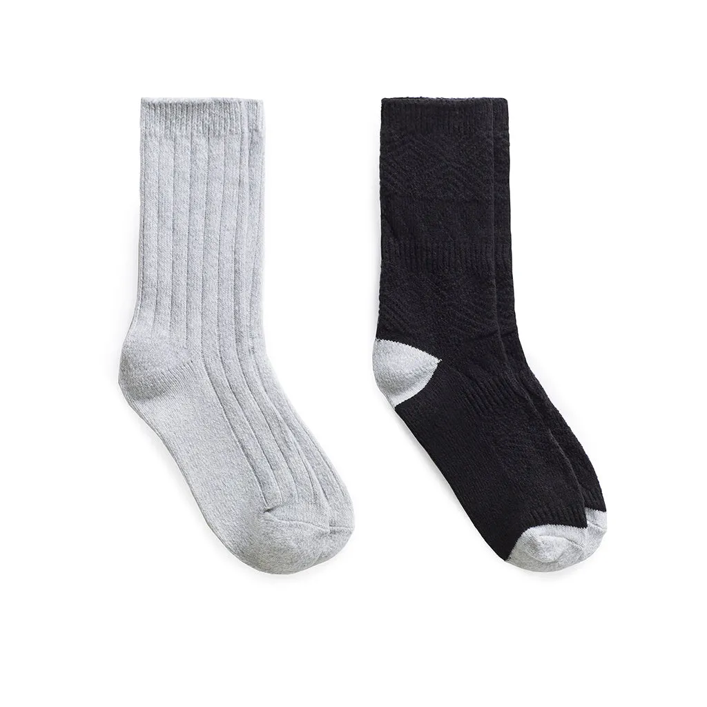 Mixed Texture /Twist Rib Crew Sock 2 Pack