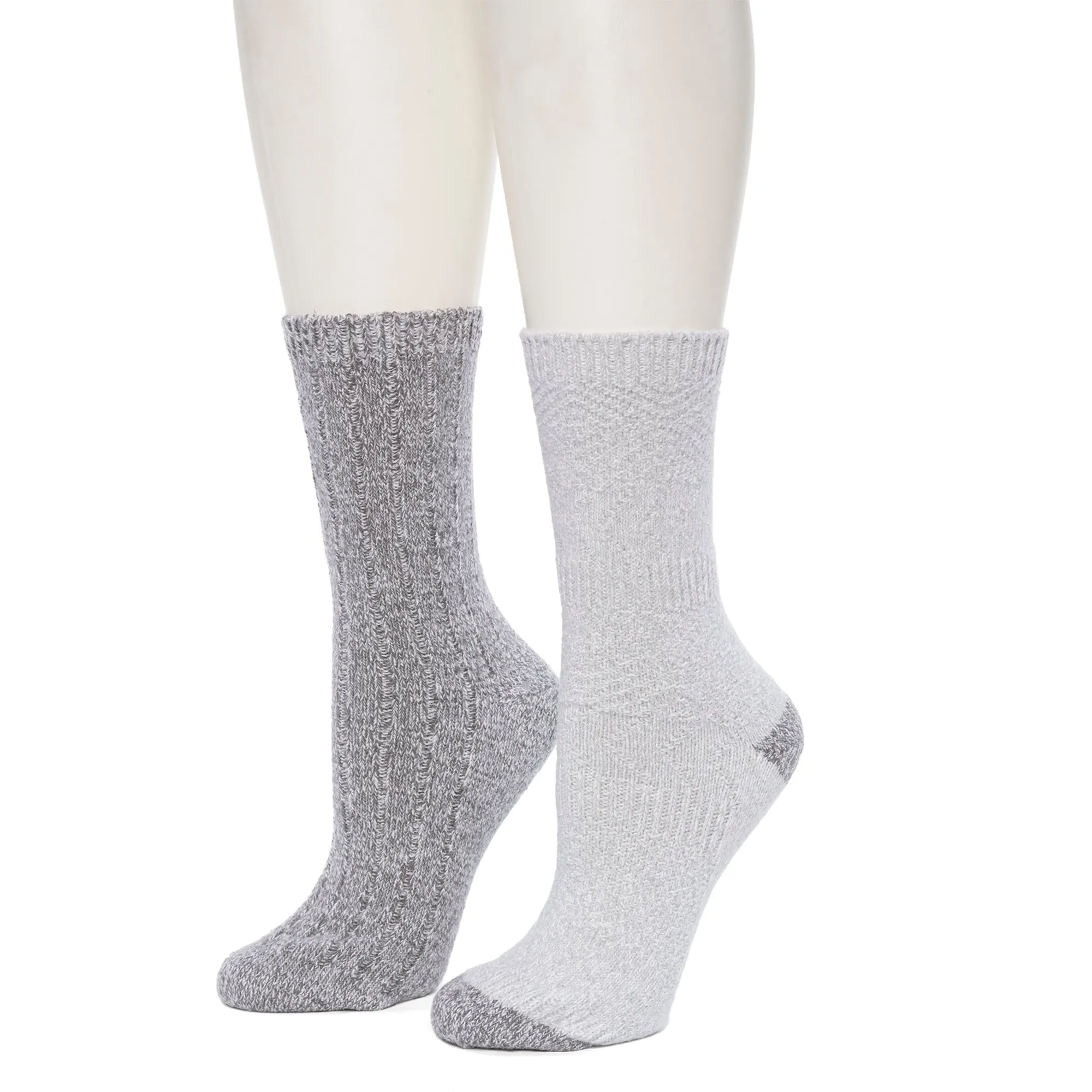 Mixed Texture /Twist Rib Crew Sock 2 Pack