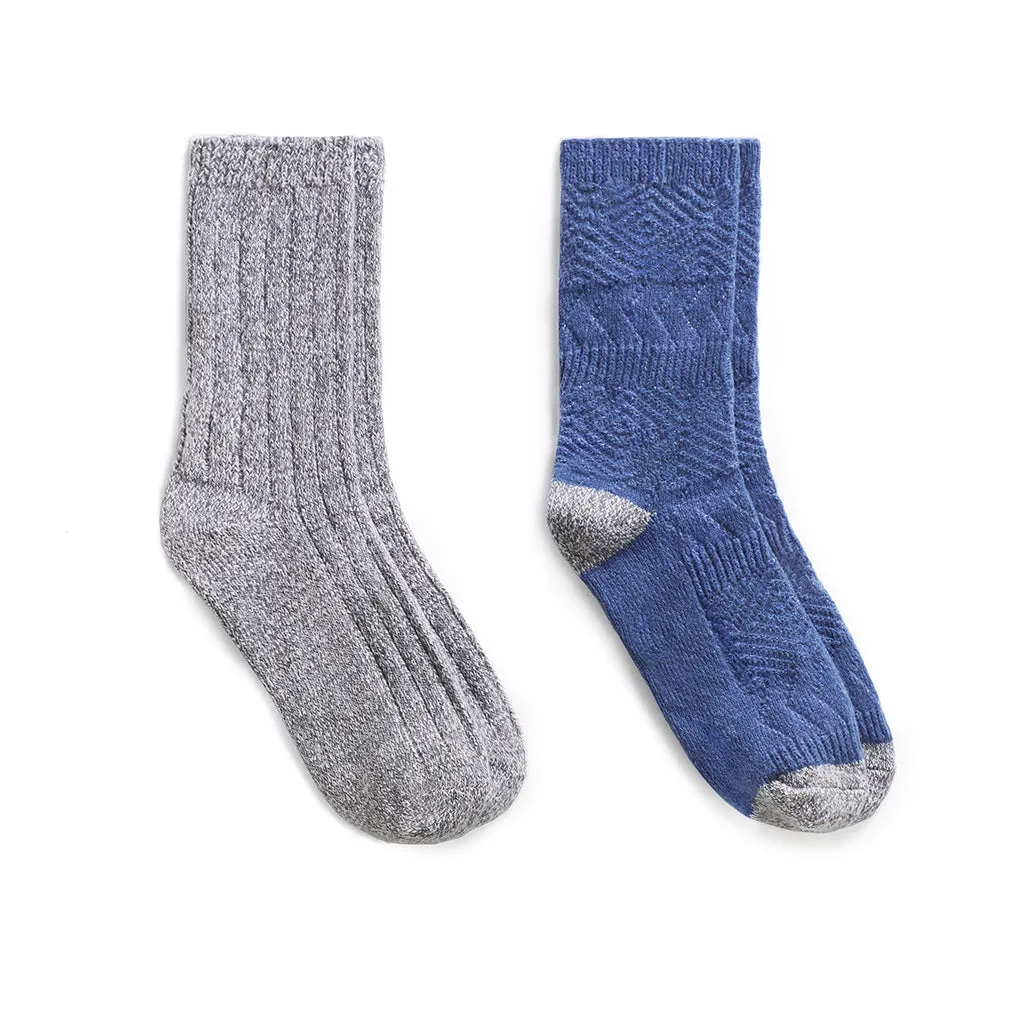 Mixed Texture /Twist Rib Crew Sock 2 Pack