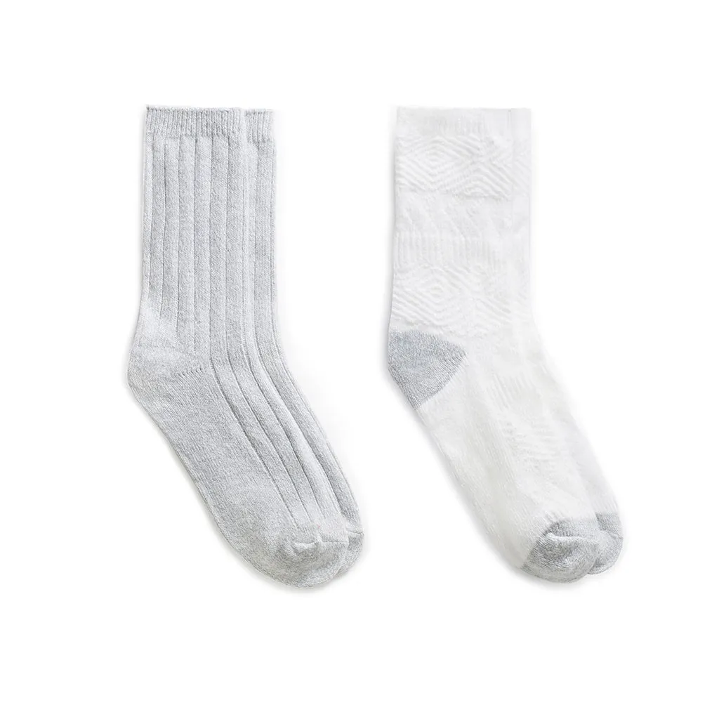 Mixed Texture /Twist Rib Crew Sock 2 Pack