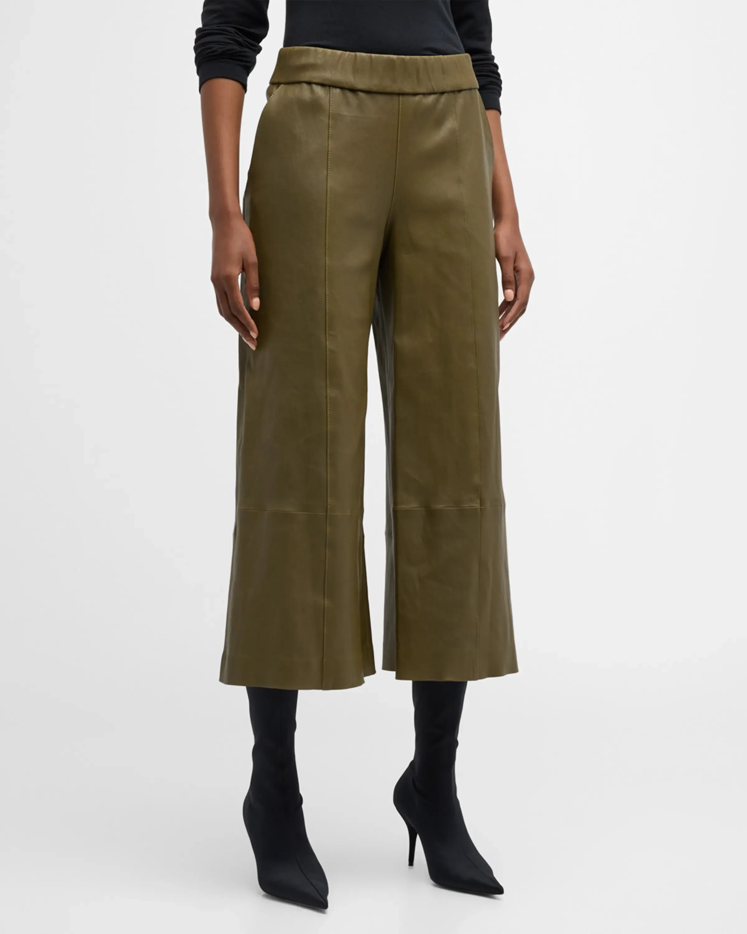 Moss Leather Culotte Pants