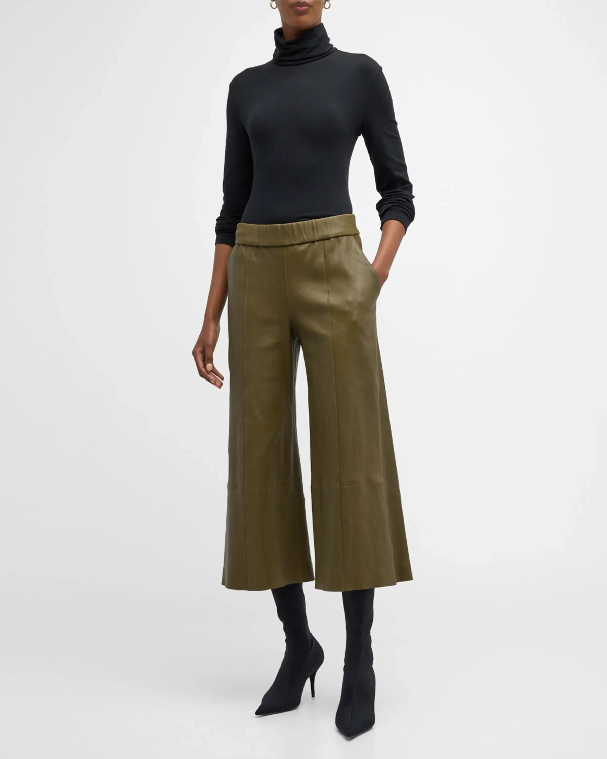 Moss Leather Culotte Pants