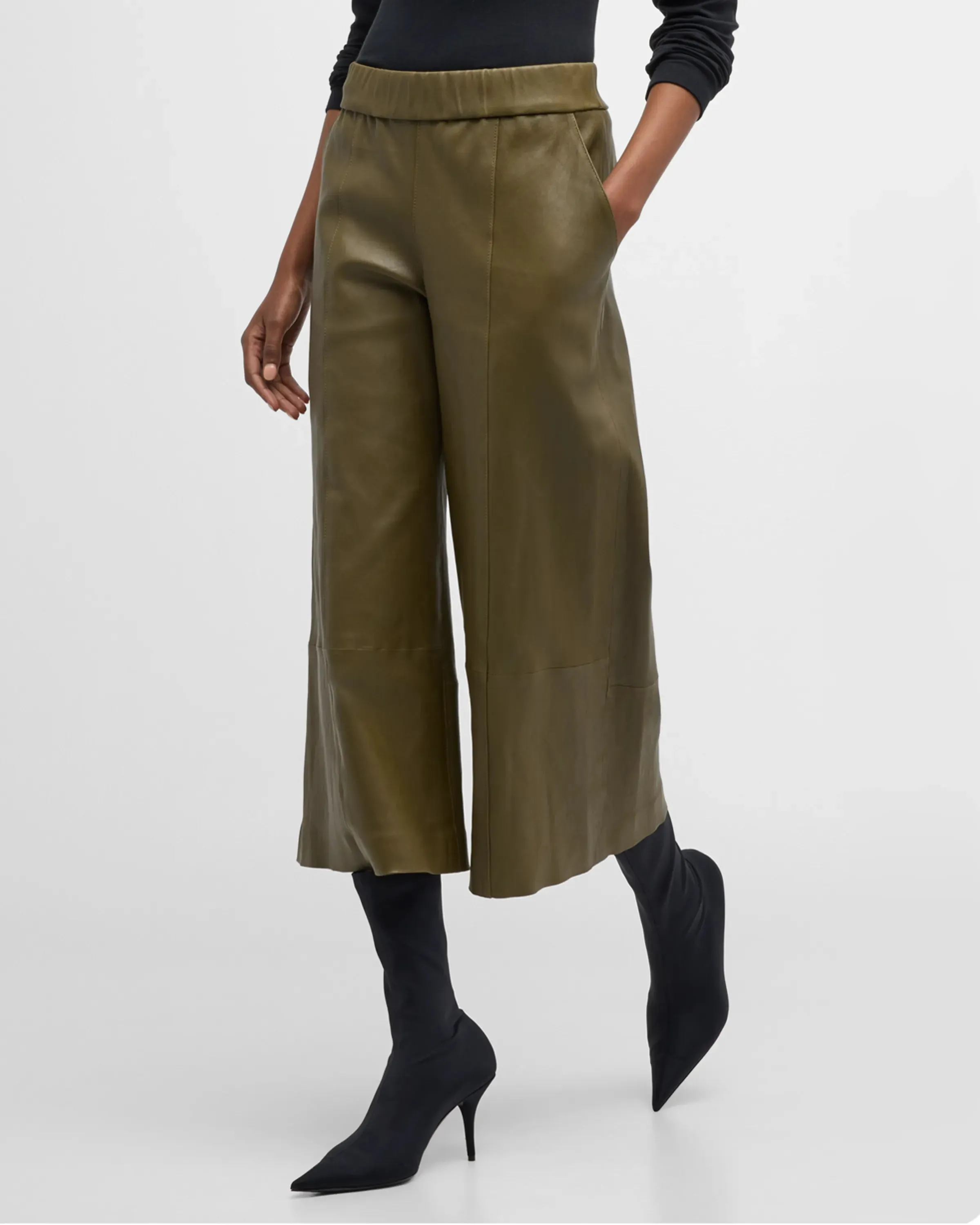 Moss Leather Culotte Pants