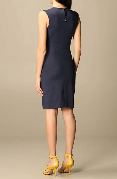 Navy Knee Length Sheath Dress