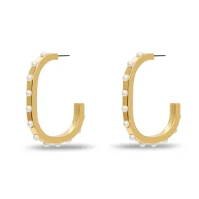 PEARL TRACK HOOP EARRINGS