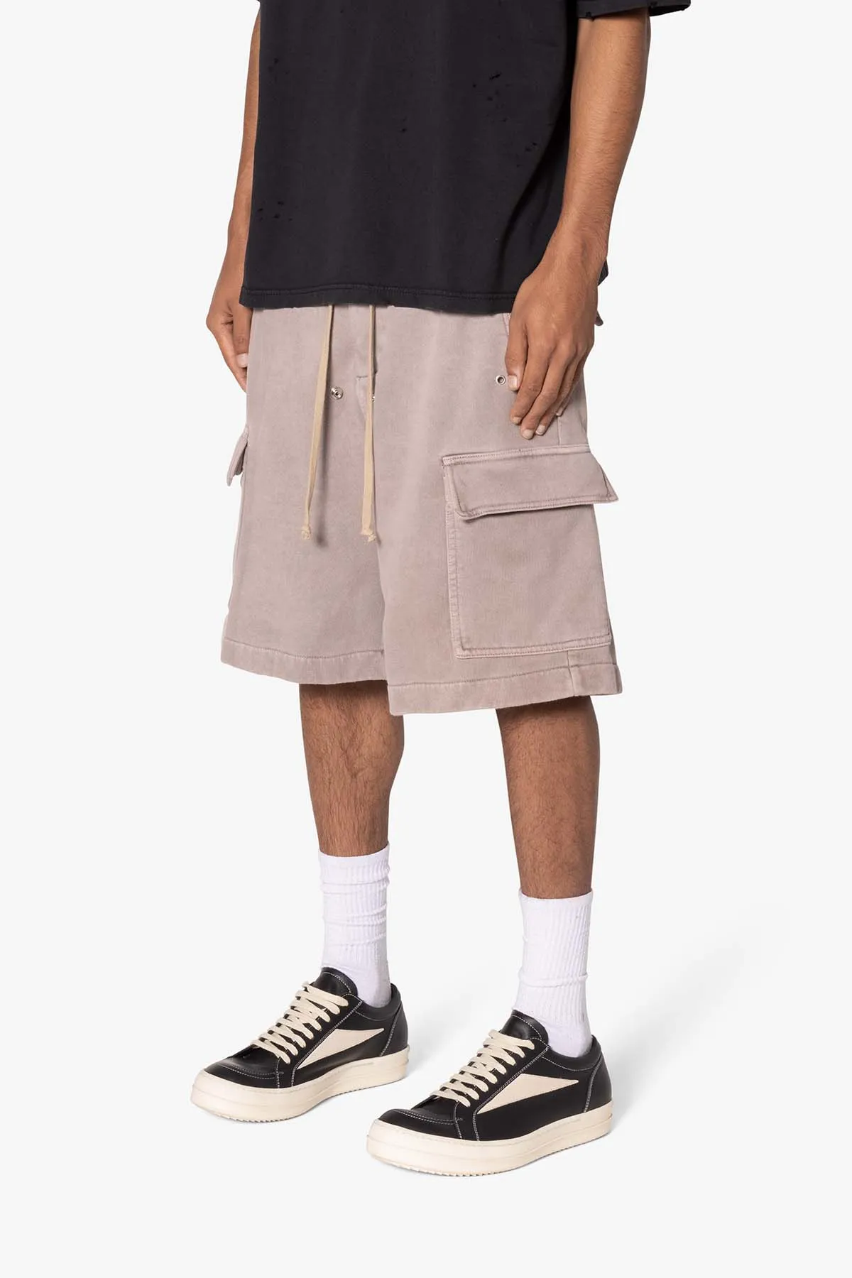 Rave Cargo Fleece Sweat Shorts - Washed Mauve