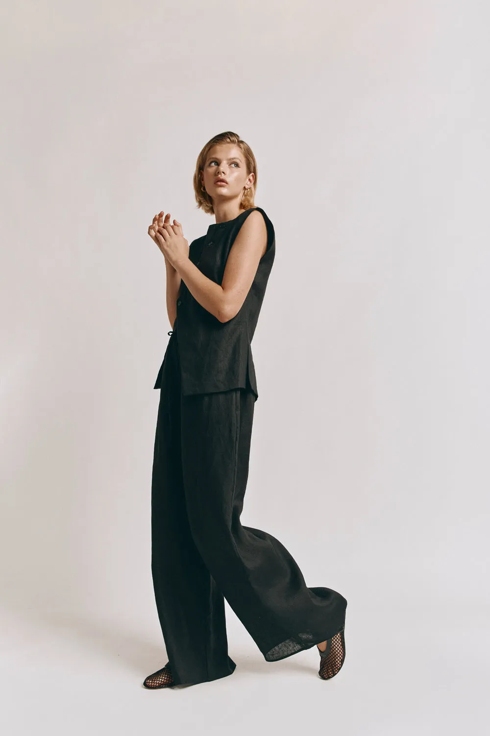 Raya Linen Pants Black