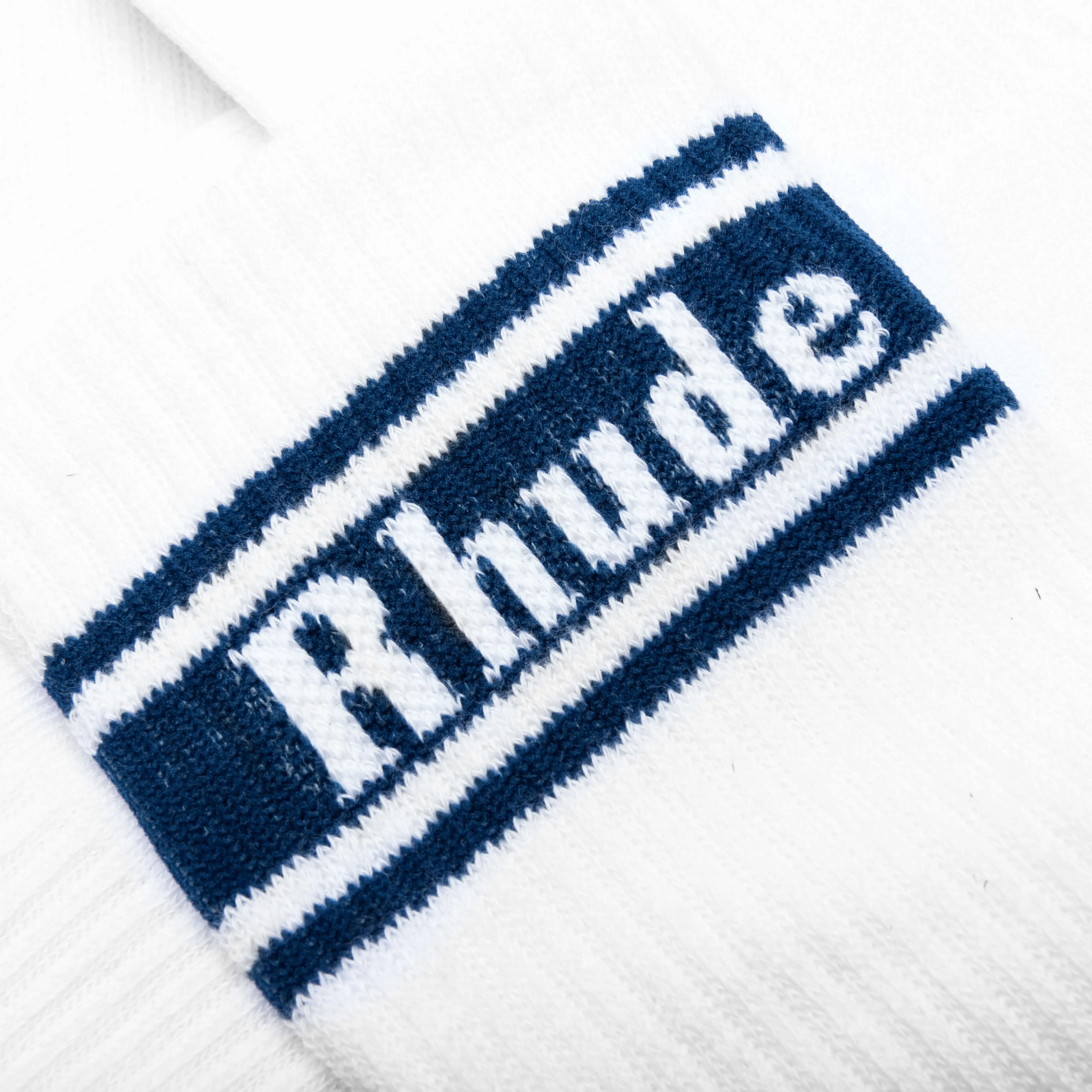 Stripe Logo Sock - White/Navy